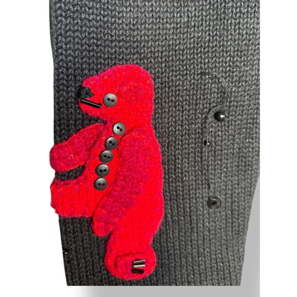 Vintage Susan Bristol Teddy Bear Applique Black Knit Cardigan Sweater Petite - Picture 7 of 13